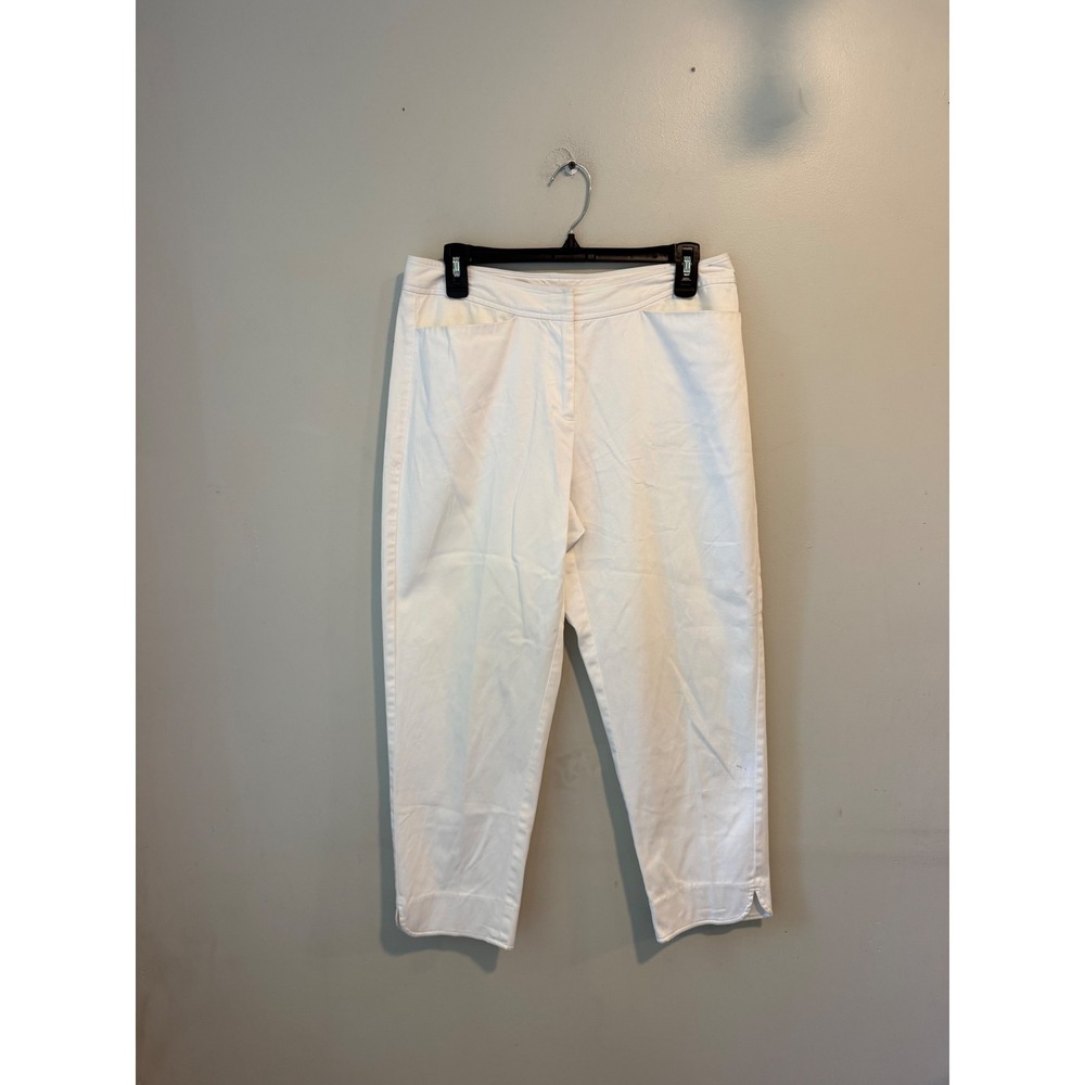 Palm Island Womens White Cotton Blend Cropped Pants Size 6 Tapered Vented Hem